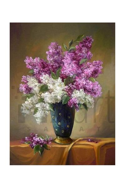 pixartsanat Lilac in a Vase Pixart Art Diamond Mosaic Painting Diamond Türkiye 40*60