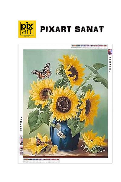 pixartsanat Van Gogh Sunflowers 30x40 PixArt Art Diamond Mosaic Painting Diamond Turkey