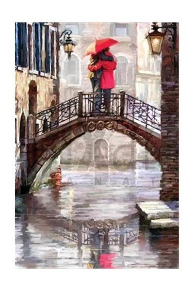 pixartsanat Couples Hugging on the Bridge Pixart Art Diamond Mosaic Painting Diamond Turkey 48*71