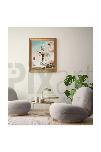 pixartsanat Flying Man with Books Pixart Art Diamond Mosaic Painting Diamond Turkey 43*58