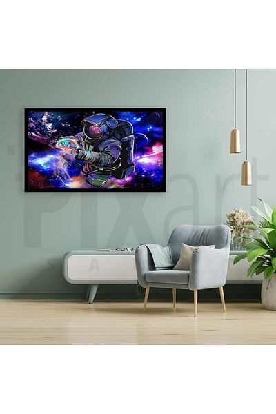 pixartsanat Galaxy Astronaut 28*40 cm Pixart Art Diamond Mosaic Painting Diamond Turkey
