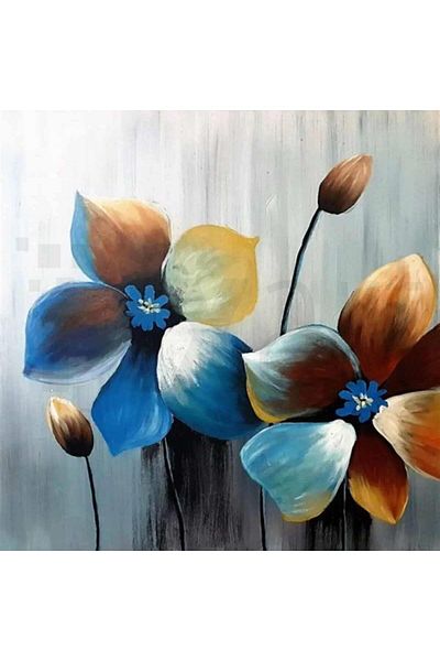 pixartsanat Pastel Flowers 55x56 PixArt Art Diamond Mosaic Painting Diamond Turkey