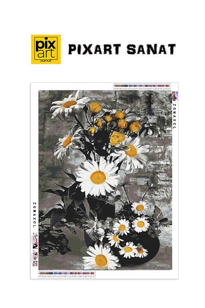 pixartsanat Daisies 40x50 PixArt Art Diamond Mosaic Painting Diamond Turkey