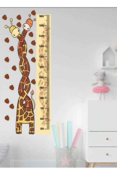 KT Decor Zürafa Figürlü Boy Ölçme Ölçüm Cetveli 40 Parça Çocuk Odası Duvar St...