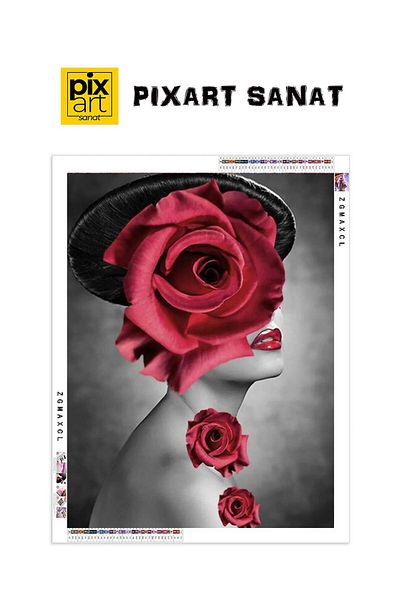 pixartsanat Red Roses And Woman 40x60 PixArt Art Diamond Mosaic Painting Diamond Türkiye