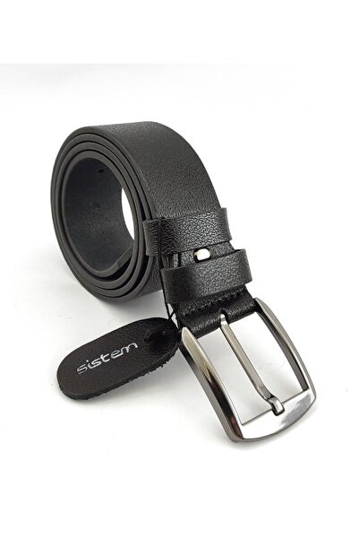 sistem Genuine Leather Men's Jeans Belt 4.Cm-Black