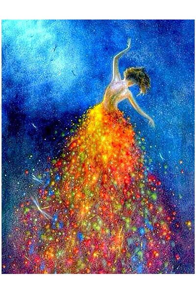 pixartsanat Ballet Girl Gold Dress Dragonfly 30x40 PixArt Art Diamond Mosaic Painting Diamond Turkey