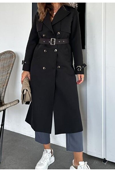 ALYA BUTİK Trench High Waist Automotive Color Trench Coat