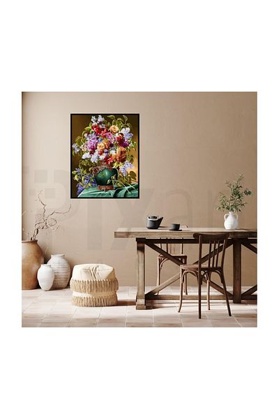 pixartsanat Flowers in Green Vase Pixart Art Diamond Mosaic Painting Diamond Turkey 58*71