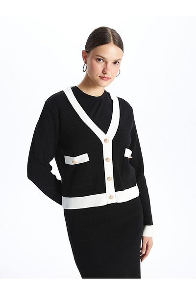 LC Waikiki V-Neck Long Sleeve Women's Knitwear Cardigan
