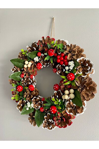 Beykan HANDMADE 30x30 KOZALAK MANTARLI KAPI SÜSÜ ÇELENGİ YILBAŞI AKSESUAR GICI