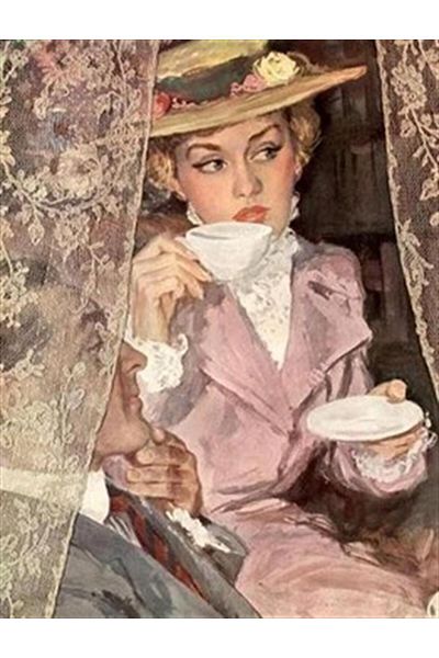 pixartsanat Woman Drinking Coffee Pixart Art Diamond Mosaic Painting Diamond Türkiye 43*55