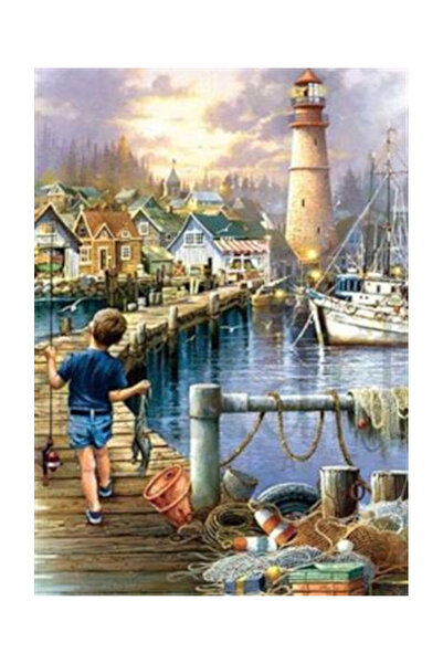 pixartsanat Balıkçı Çocuk Pixart Sanat Elmas Mozaik Tablo Diamond Türkiye 40*53