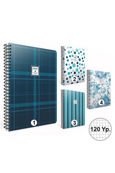Gıpta Cobalt Spiral Hard Cover 17x24 120ypChecked Notebook