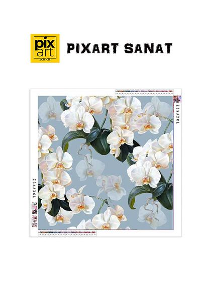 pixartsanat Orchids 50x50 PixArt Art Diamond Mosaic Painting Diamond Turkey
