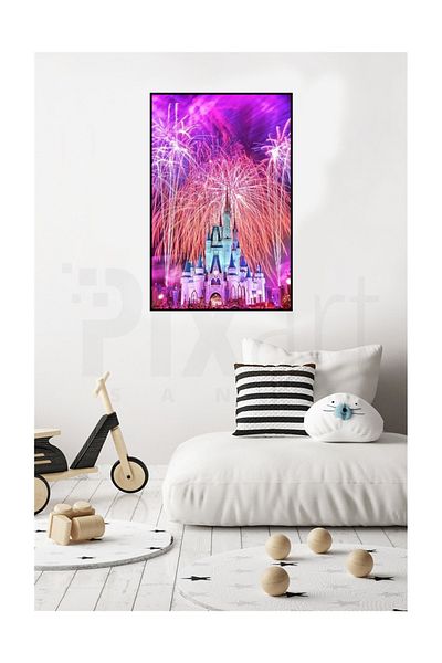 pixartsanat Pink Castle Pixart Art Diamond Mosaic Painting Diamond Turkey 56*84