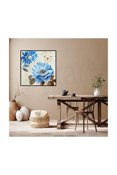 pixartsanat Blue Floral Wallpaper Pixart Art Diamond Mosaic Painting Diamond Turkey 53*53
