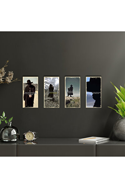 Hayal Poster Gizemli Adam Özlü Sözler 10x20 4lü Retro Ahşap Poster Tablo Ga-0...