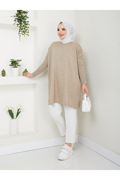 MODAMÜNASİP سترة تريكو رائعة ذات ياقة مدورة