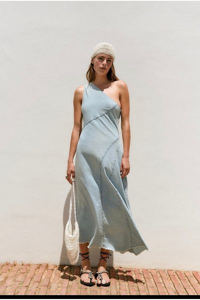 Butik فستان من الدنيم غير المتماثل من Zara Allbucks - Abzr0143