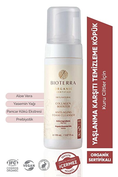 Bioterra Organik Kolajen Destekli Yüz Temizleme Köpüğü 150 ml - Yaşlanma Karşıtı