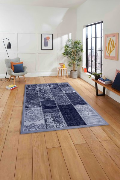 Napoli Home Baskılı Patchwork Otantik Model Yıkanabilir Kaymaz Taban Yolluk M...