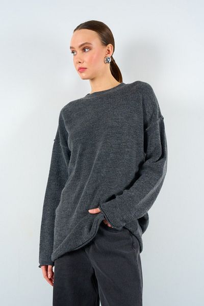 Souls Fruit Women's Standard Size Thin Reverse Stitching Long Sleeve Crew Neck Knitwear Sweater