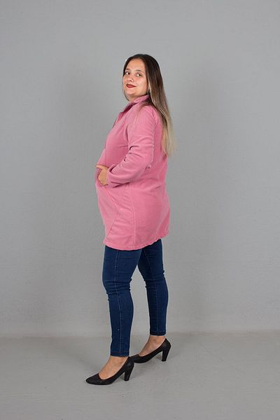 Truva XXL Pink Plus Size Fleece Coat - Gemlrk Collar