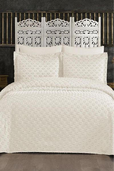 Çeyiz Diyarı Orya 3 Piece Cream Pique Set - Çeyizdiyarı