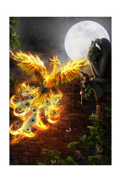 pixartsanat Full Moon And Phoenix Pixart Art Diamond Mosaic Painting Daimond Turkey 53*76