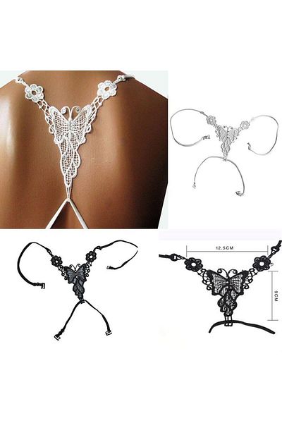 skycott curea de sutien elegantă cu motiv fluture, curea de sutien pe spate de culoare albă