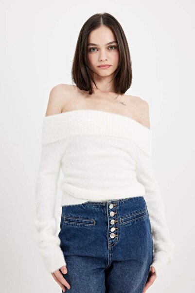 DeFacto Women's Sweater C6301Ax/Er105 Ecru