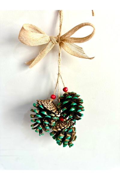 Melon Πράσινα στολίδια από φυσικούς κώνους, 3 τεμάχια, χριστουγεννιάτικη διακόσμηση, ιδανικά για πόρτες και τοίχους.