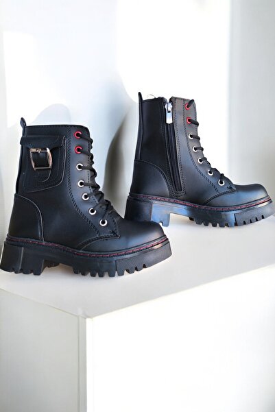 Weynes Kız Çocuk Siyah Cepli Su Geçirmez Uzun Bot WSB1088