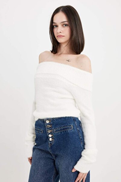 DeFacto Women's Sweater C6301Ax/Er105 Ecru