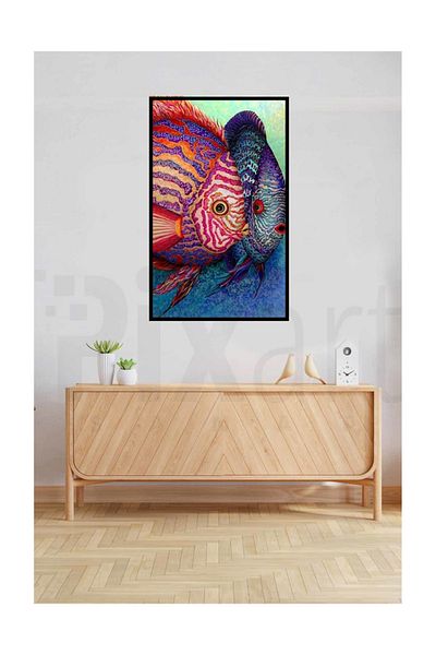 pixartsanat Surprised Fishes Pixart Art Diamond Musical Painting Daimond Turkey 43*68