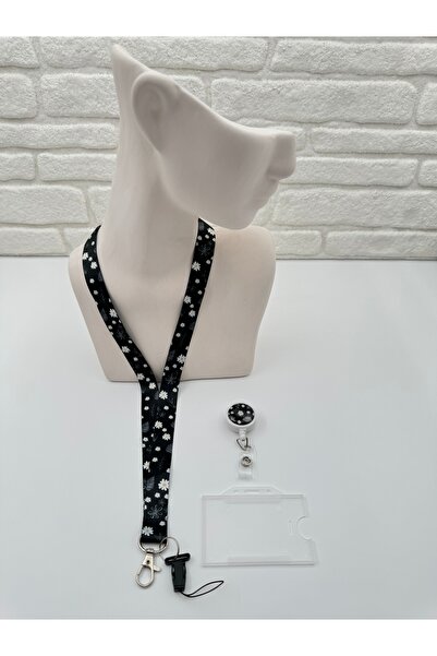 zezedesing Papatya & Yaprak Desenli Set Boyun İpi - Yoyo - Yaka Kartı - Telef...