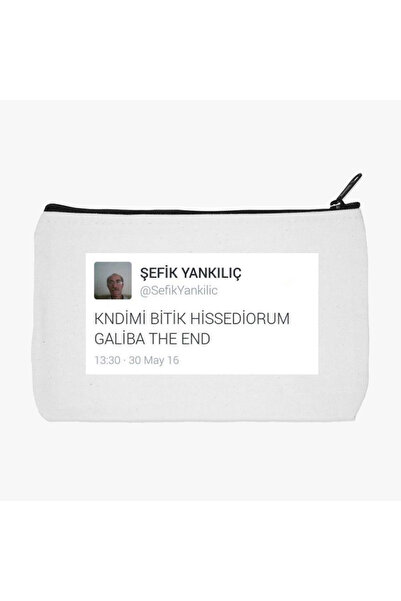 designedfy Kendimi Bitik Hissediyorum Su Geçirmez Baskılı Bez Makyaj Çantası,...