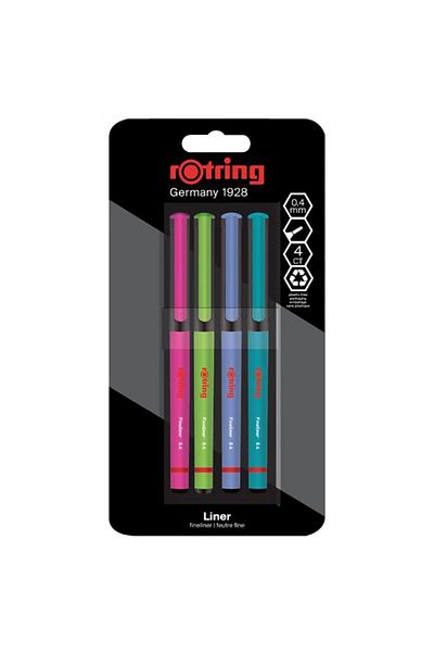 Rotring 2166331   Fineliner Felt Tip Pen Vibrant Colors 4 Pieces Blıster
