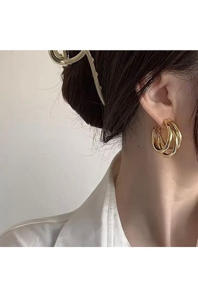 Accessories Moon Home Collection Modern Minimalist Gold Color Hoop Dangle Women's Earrings