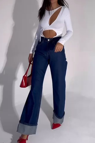 SB MİŞA Blugi Palazzo din lycra cu talie înaltă