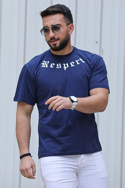 MİSHAR İTALİA Ανδρικό μπλουζάκι με στάμπα Navy Blue Respert