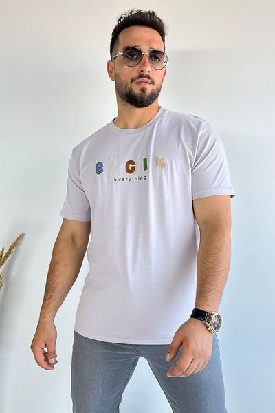 MİSHAR İTALİA Μπλουζάκι με γκρι κεντημένο κείμενο
