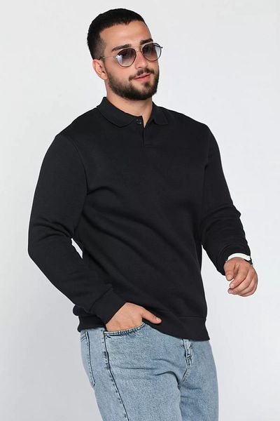 MİSHAR İTALİA Ανδρικό φούτερ με γιακά πόλο Navy Blue με τρεις κλωστές