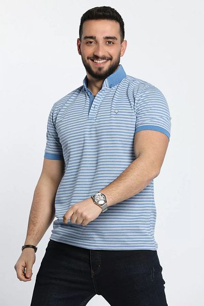 MİSHAR İTALİA Tricou albastru pentru bărbați cu model Lycra cu gât polo