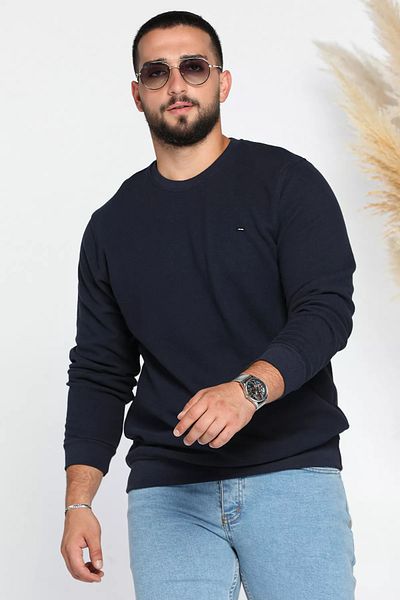 MİSHAR İTALİA Ανδρικό φούτερ Thessaloniki με λαιμόκοψη Navy Blue