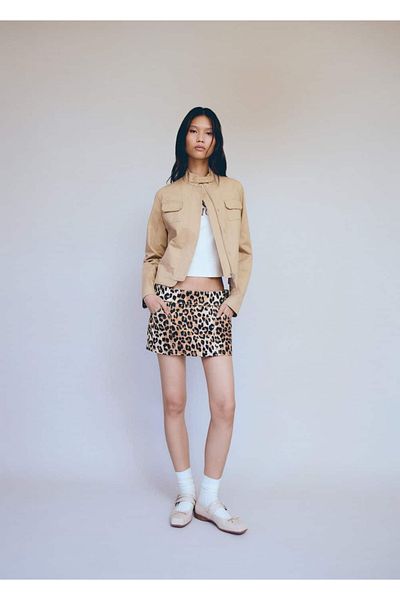 MANGO Woman Fusta mini din denim leopard