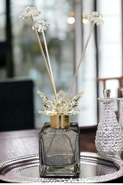 Ranüş Home Scent Bottle with Crystal Stones and Gold Detail