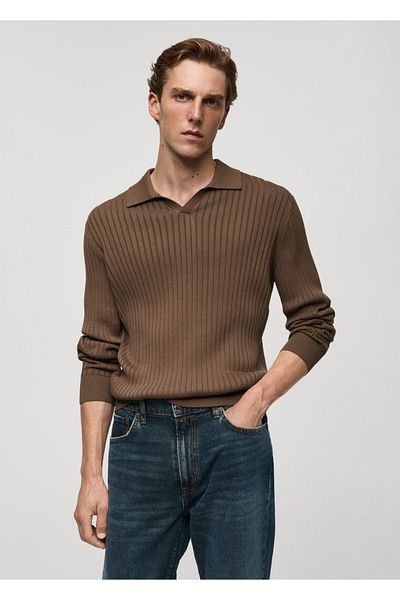 MANGO Man Koszulka polo o wyglądzie cienkiej linii
