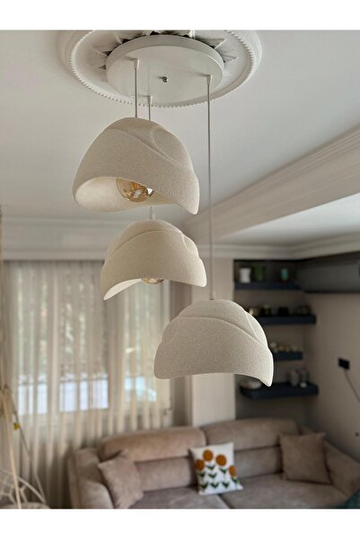 Limon 3D Desing 3 Lü Sarkıt Avize Beton Görünüm Rustik E27 Modern Avize Bohem (E27 Ampul Dahildir.)